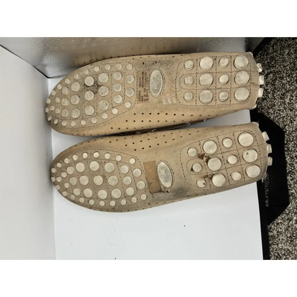 Coach Nadia Womens 10 B Tan Leather Driving Loafers Moccasins Preppy Old money